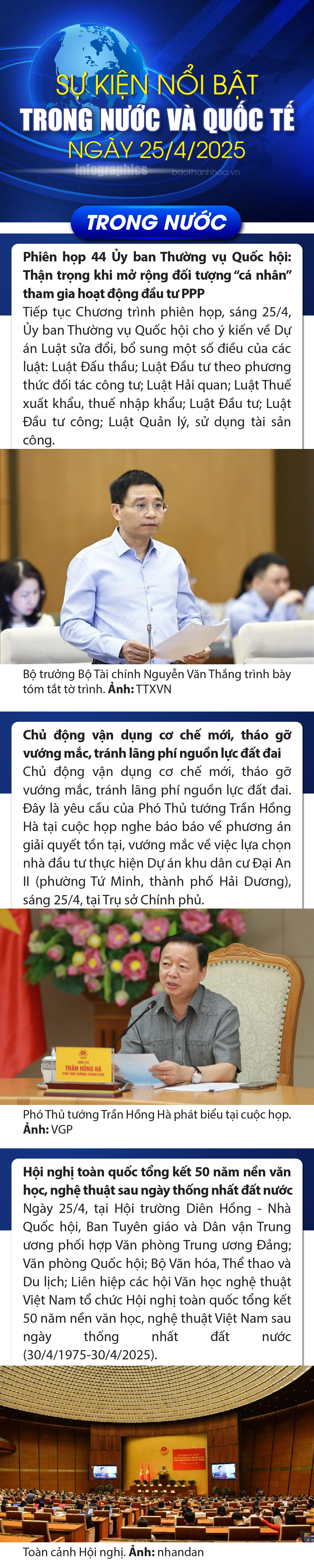 Sự kiện nổi bật trong nước, quốc tế ngày 25/4/2025