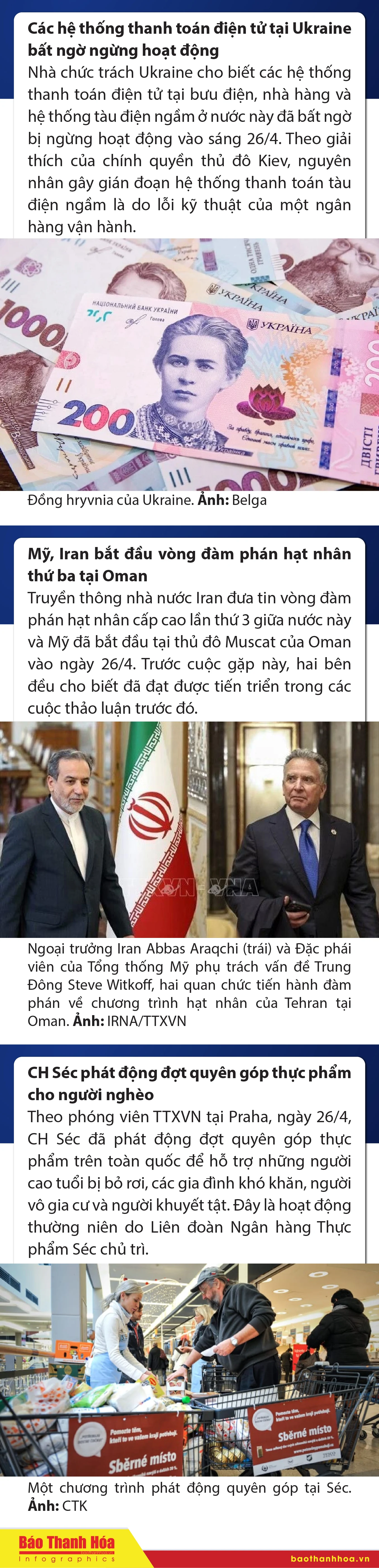 Sự kiện nổi bật trong nước, quốc tế ngày 26/4/2025