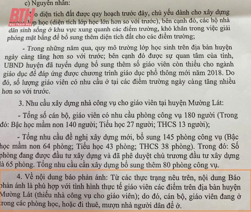 Báo Thanh Hóa phản ánh đúng thực trạng nhà ở công vụ giáo viên tại huyện Mường Lát