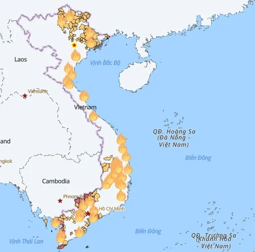 35 khu vực cảnh báo nguy cơ cháy rừng cấp cực kỳ nguy hiểm