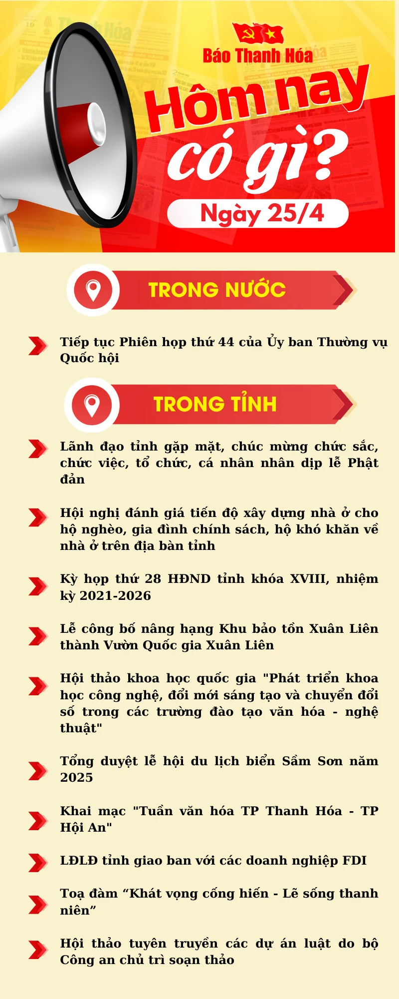 Hôm nay có gì? - Sự kiện nổi bật ngày 25/4/2025