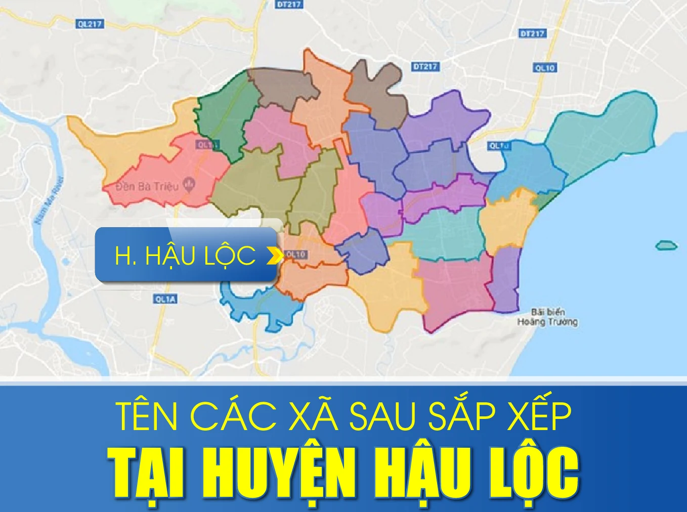Tên các xã sau sắp xếp tại huyện Hậu Lộc