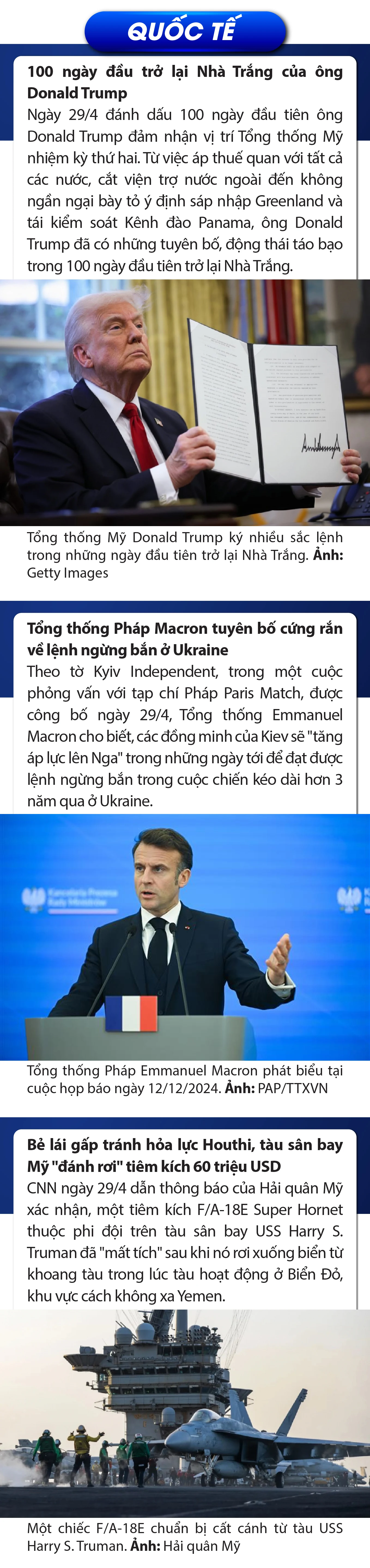 Sự kiện nổi bật trong nước, quốc tế ngày 29/4/2025