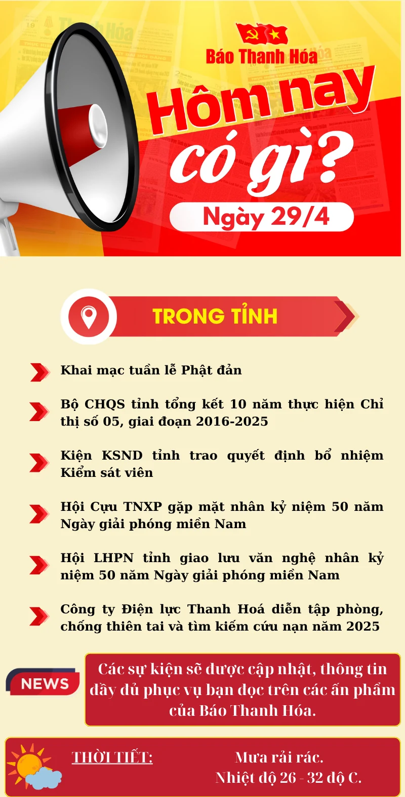 Hôm nay có gì? - Sự kiện nổi bật ngày 29/4/2025