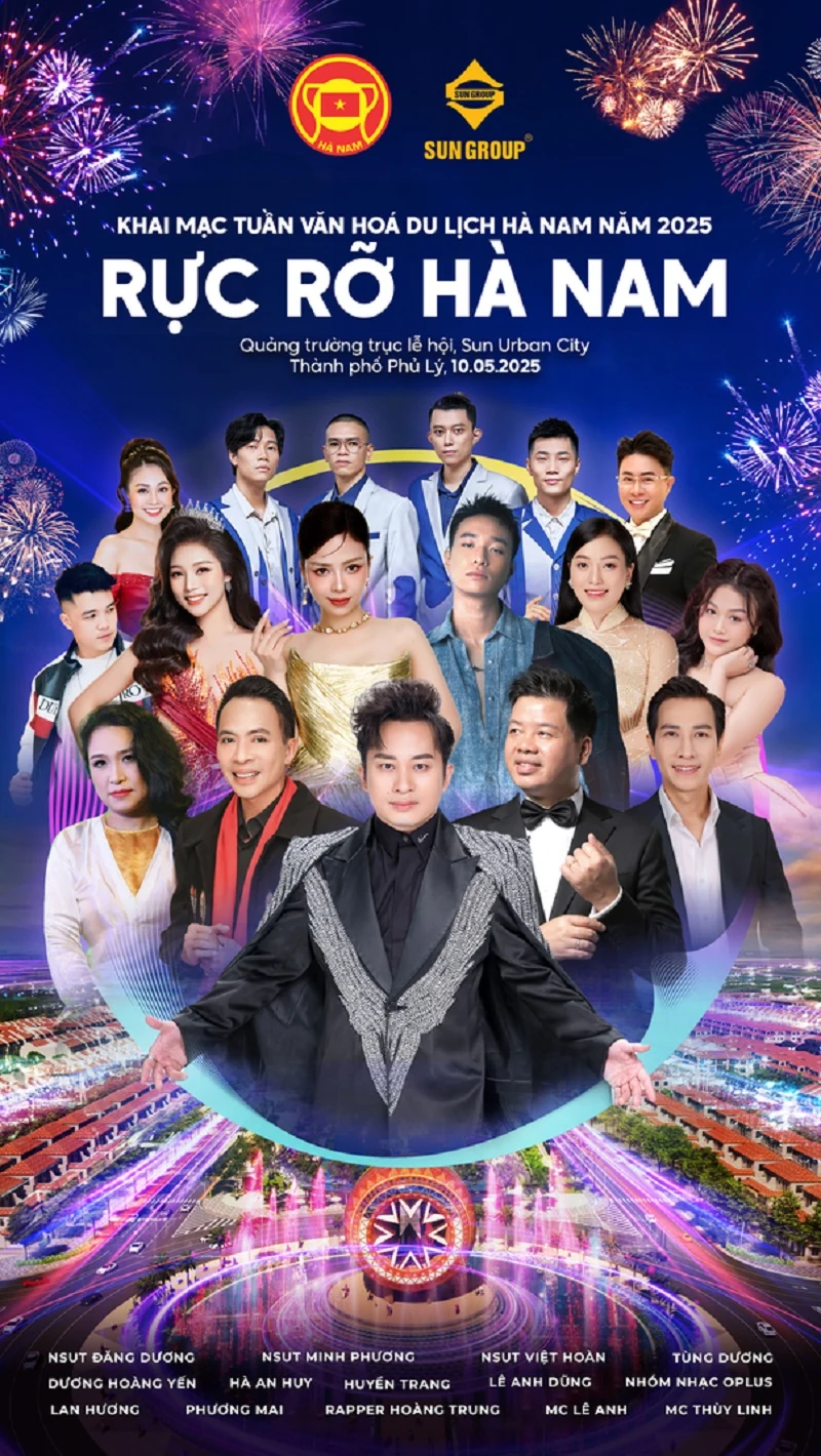 Đại nhạc hội “Rực rỡ Hà Nam” sẽ chiêu đãi du khách màn pháo hoa rực rỡ