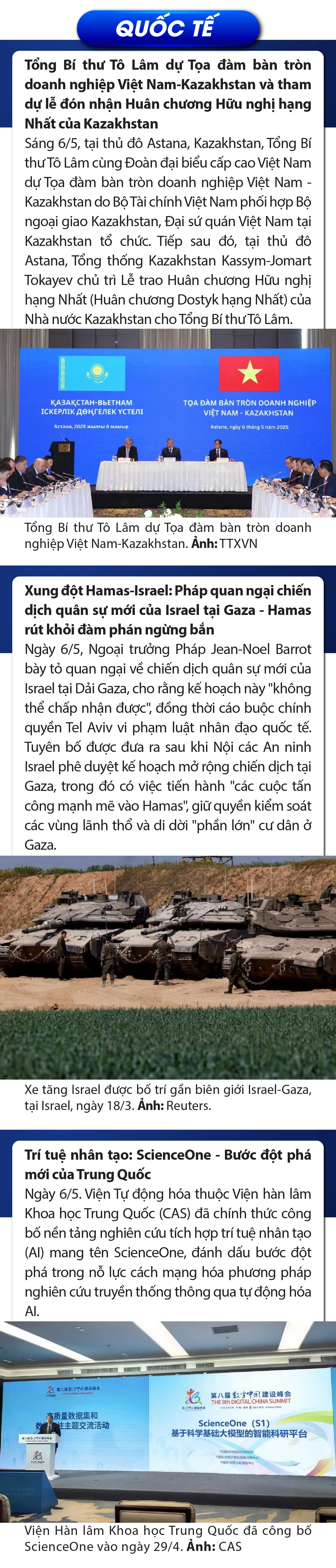 Sự kiện nổi bật trong nước, quốc tế ngày 6/5/2025