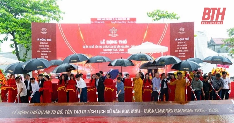 Lễ động thổ và phát động tu bổ, tôn tạo di tích Đình - Chùa làng Bùi