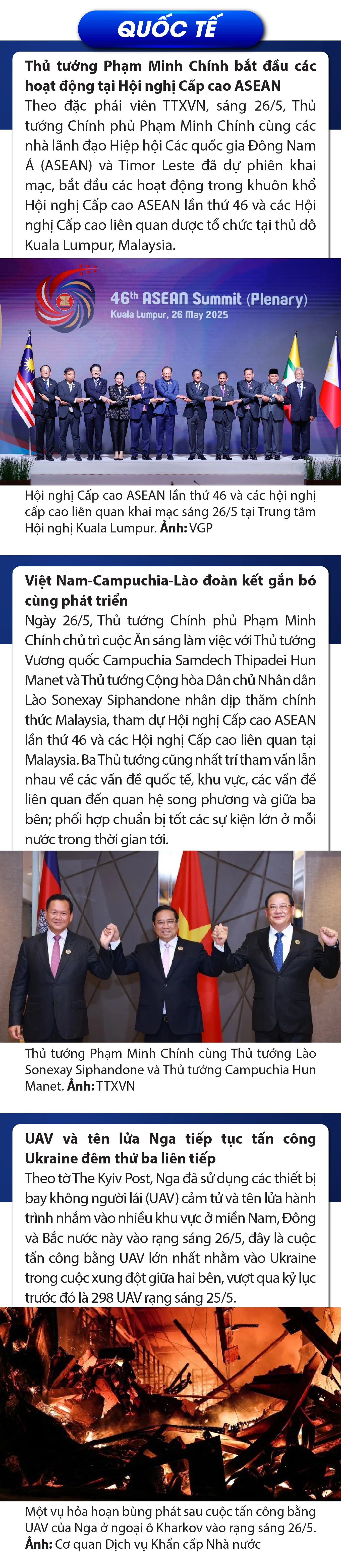 Sự kiện nổi bật trong nước, quốc tế ngày 26/5/2025