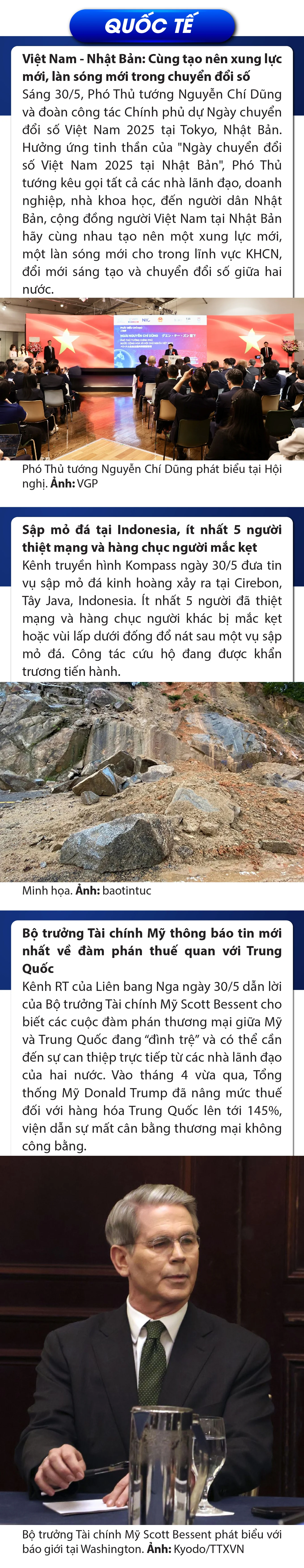 Sự kiện nổi bật trong nước, quốc tế ngày 30/5/2025