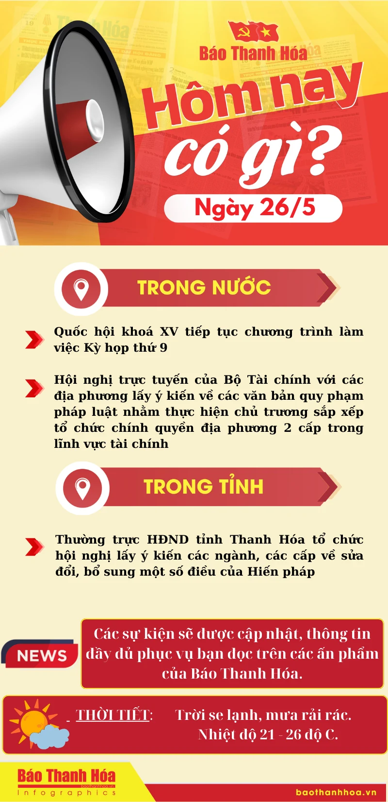 Hôm nay có gì? - Sự kiện nổi bật ngày 26/5/2025