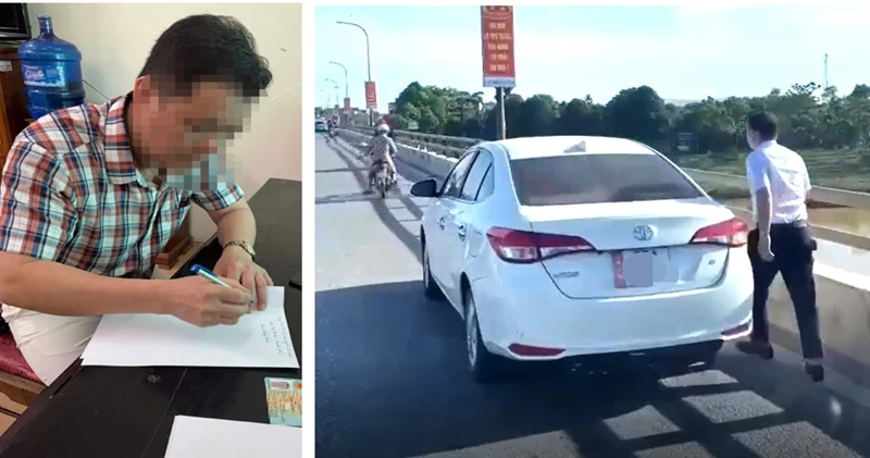 Xử phạt 13,5 triệu đồng người đàn ông đậu xe giữa cầu vứt đồ xuống sông