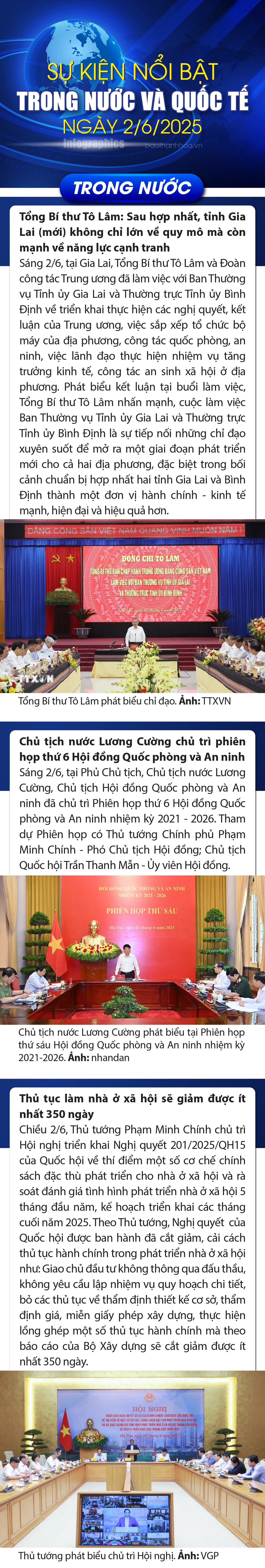 Sự kiện nổi bật trong nước, quốc tế ngày 2/6/2025