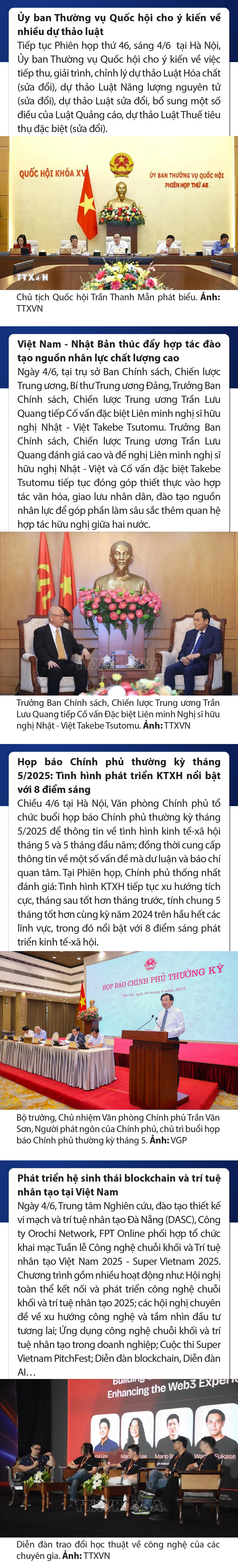 Sự kiện nổi bật trong nước, quốc tế ngày 4/6/2025