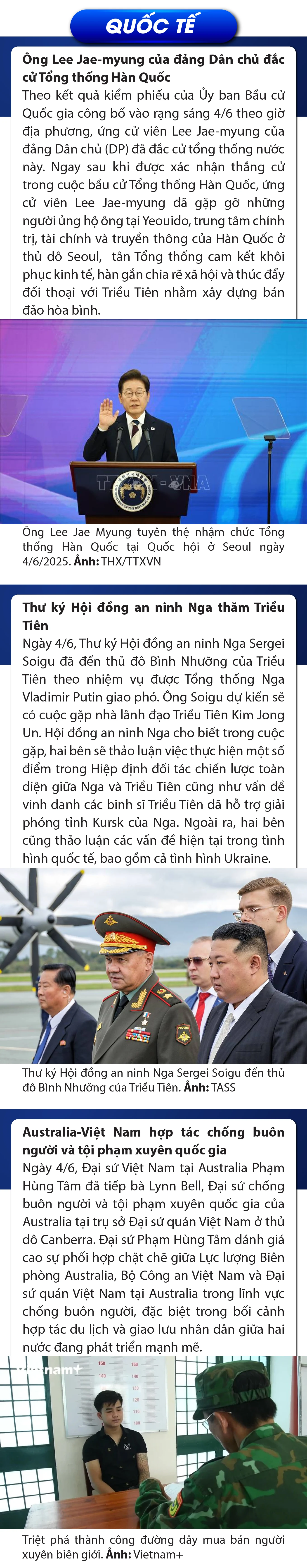Sự kiện nổi bật trong nước, quốc tế ngày 4/6/2025