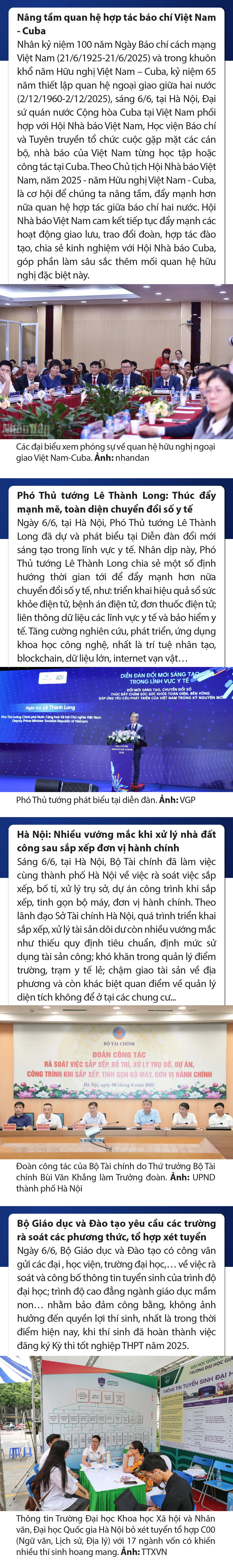 Sự kiện nổi bật trong nước, quốc tế ngày 6/6/2025