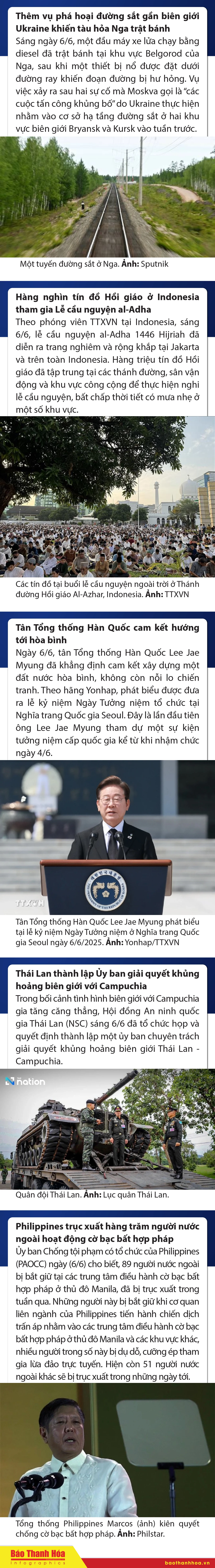Sự kiện nổi bật trong nước, quốc tế ngày 6/6/2025