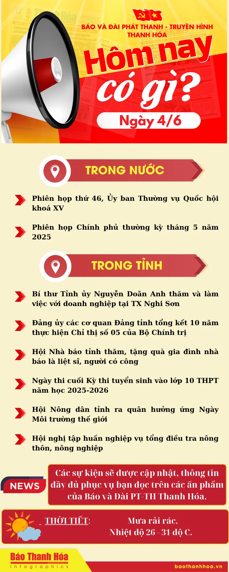 Hôm nay có gì? - Sự kiện nổi bật ngày 4/6/2025