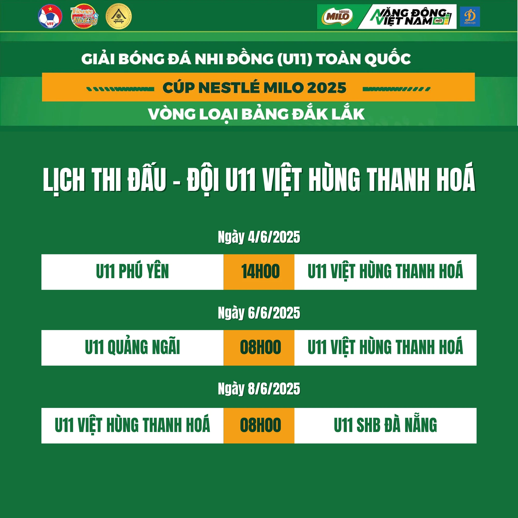 U11 Việt Hùng Thanh Hóa vào bảng đấu vừa sức tại vòng loại giải Bóng đá Nhi đồng toàn quốc 2025 