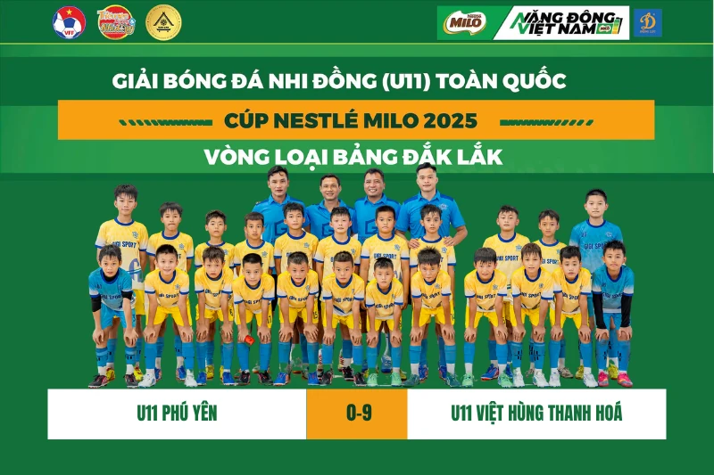 U11 Việt Hùng Thanh Hoá thắng trận ra quân tại vòng loại Giải Nhi đồng toàn quốc 2025 với tỷ số không tưởng