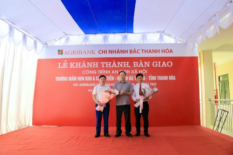 Agribank Bắc Thanh Hóa tài trợ hơn 7 tỷ đồng xây dựng Trường Mầm non khu A xã Hà Tiến 