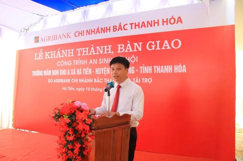 Agribank Bắc Thanh Hóa tài trợ hơn 7 tỷ đồng xây dựng Trường Mầm non khu A xã Hà Tiến 