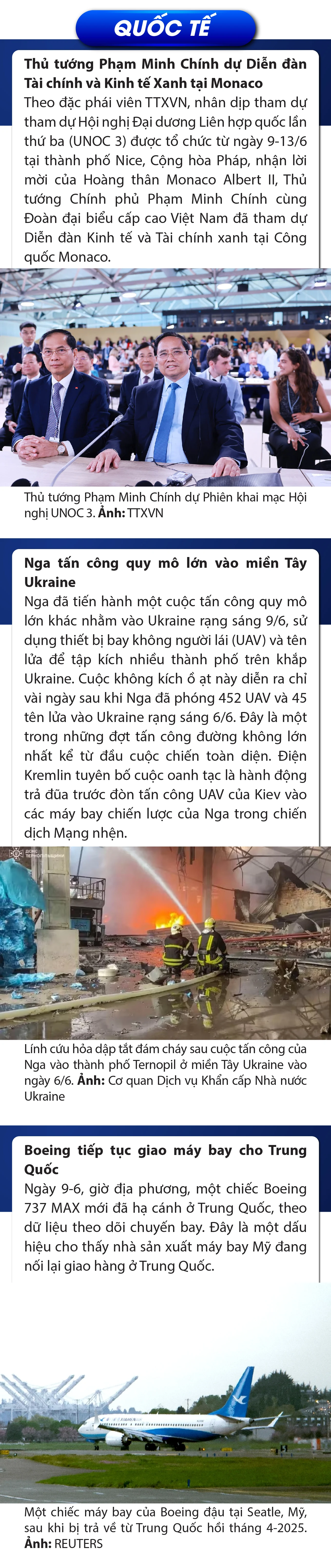 Sự kiện nổi bật trong nước, quốc tế ngày 9/6/2025