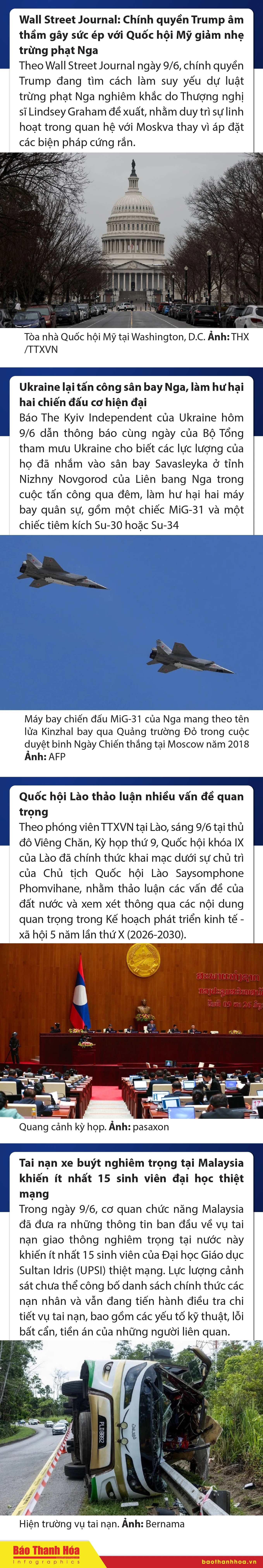 Sự kiện nổi bật trong nước, quốc tế ngày 9/6/2025