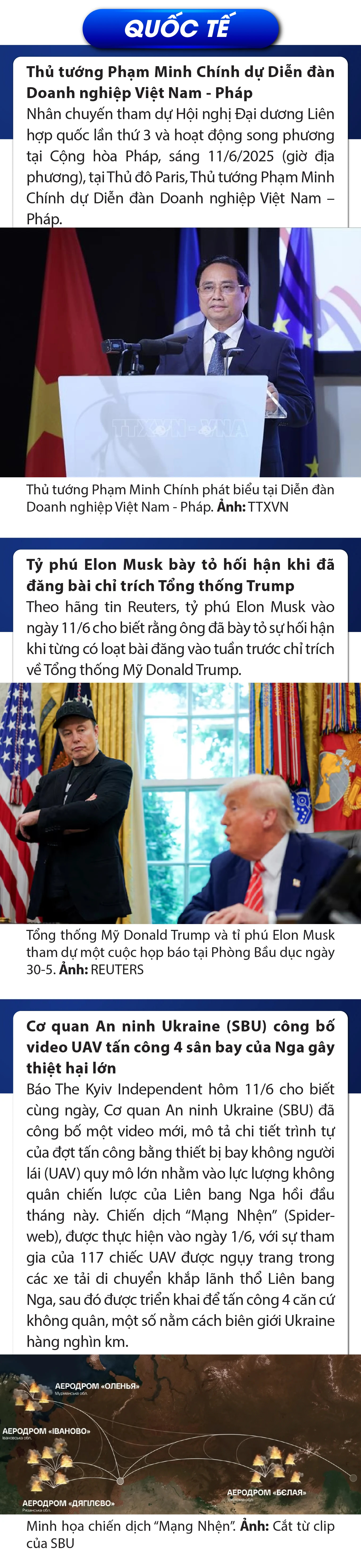 Sự kiện nổi bật trong nước, quốc tế ngày 11/6/2025