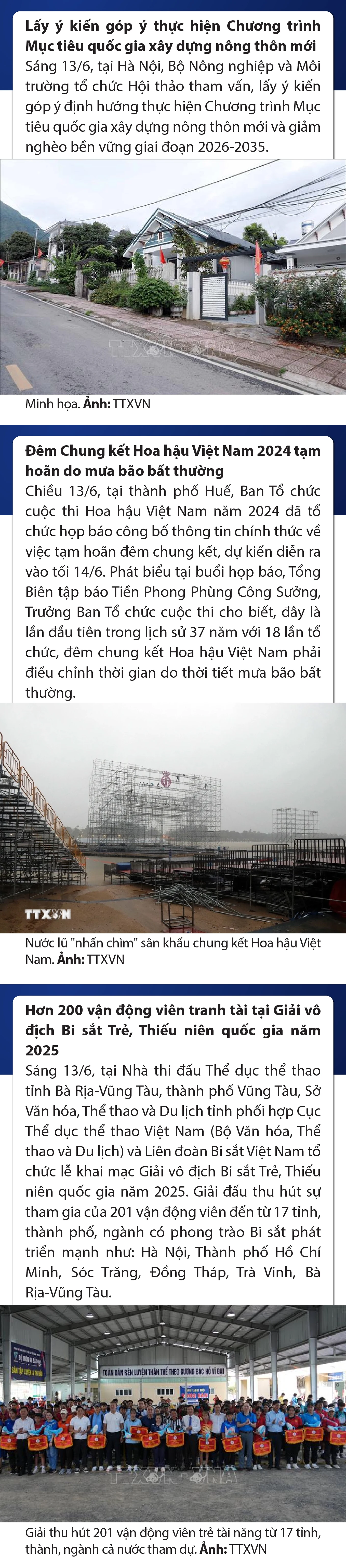 Sự kiện nổi bật trong nước, quốc tế ngày 13/6/2025