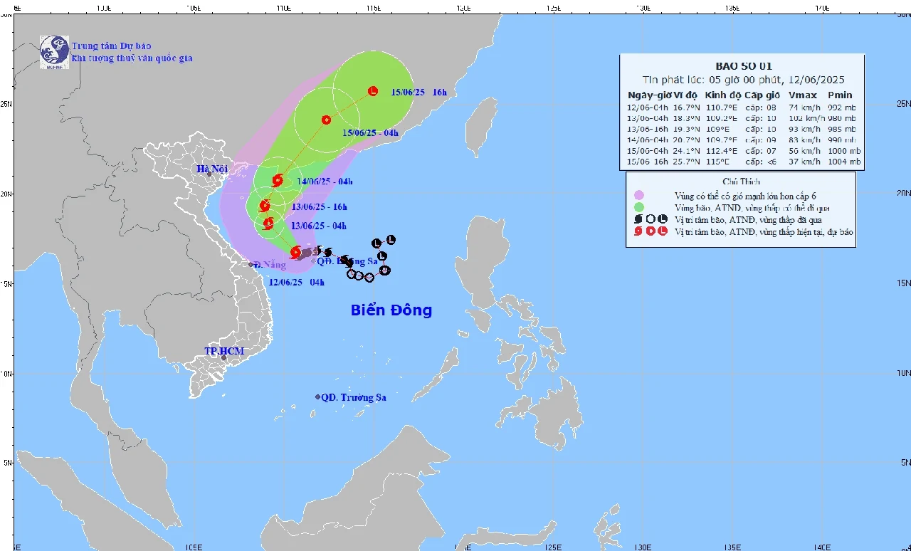 Bão số 1 đang mạnh lên cấp 10, giật cấp 13