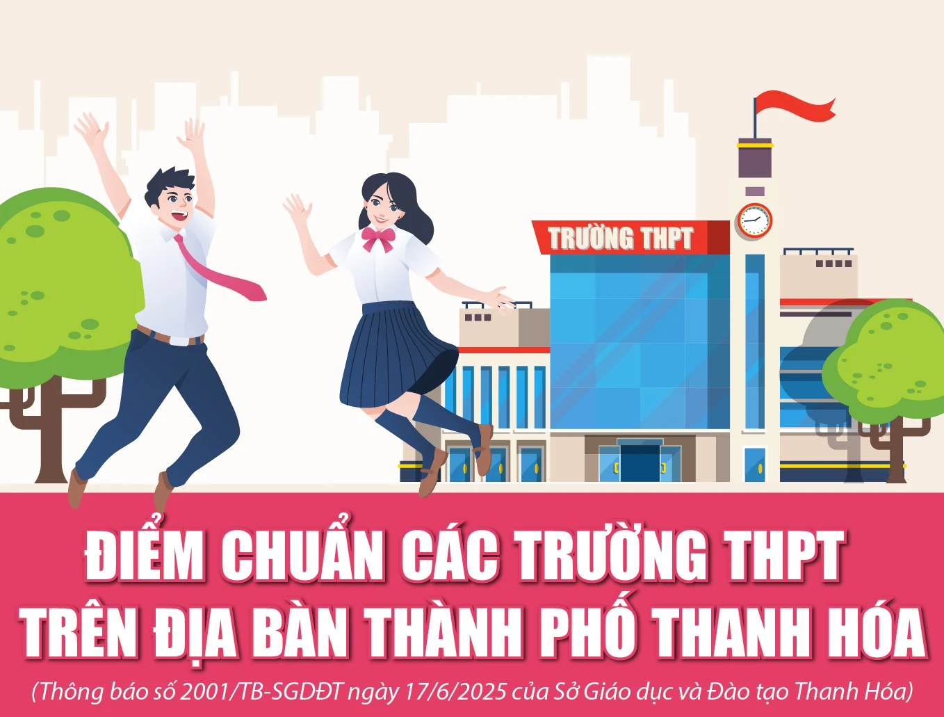 [Infographics] - Điểm chuẩn các trường THPT trên địa bàn thành phố Thanh Hóa
