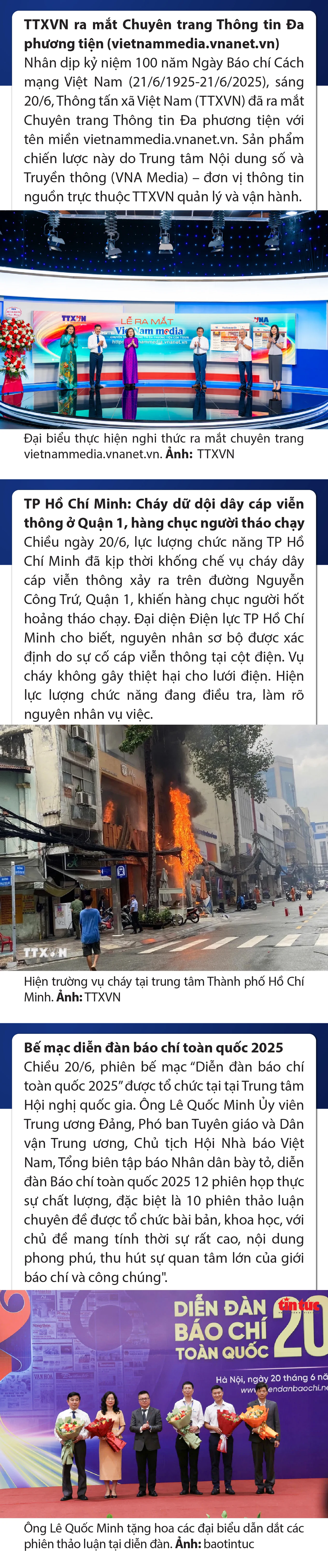 Sự kiện nổi bật trong nước, quốc tế ngày 20/6/2025