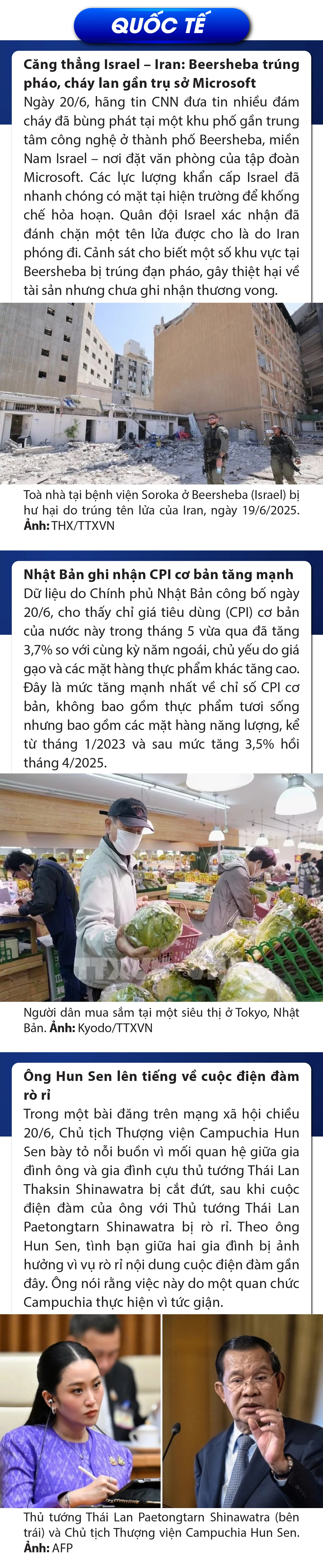 Sự kiện nổi bật trong nước, quốc tế ngày 20/6/2025