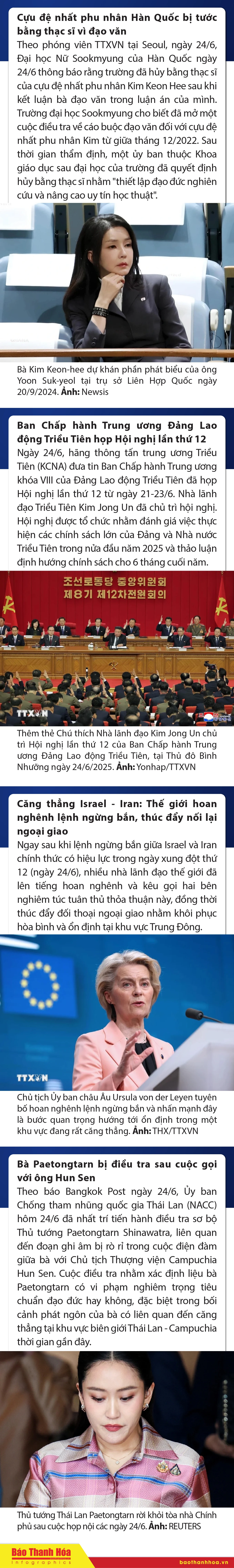 Sự kiện nổi bật trong nước, quốc tế ngày 24/6/2025