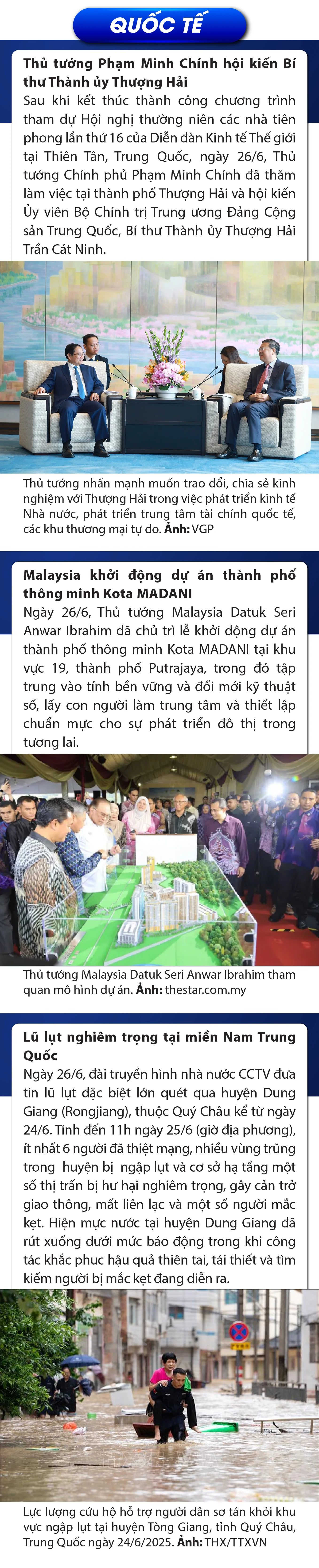 Sự kiện nổi bật trong nước, quốc tế ngày 26/6/2025