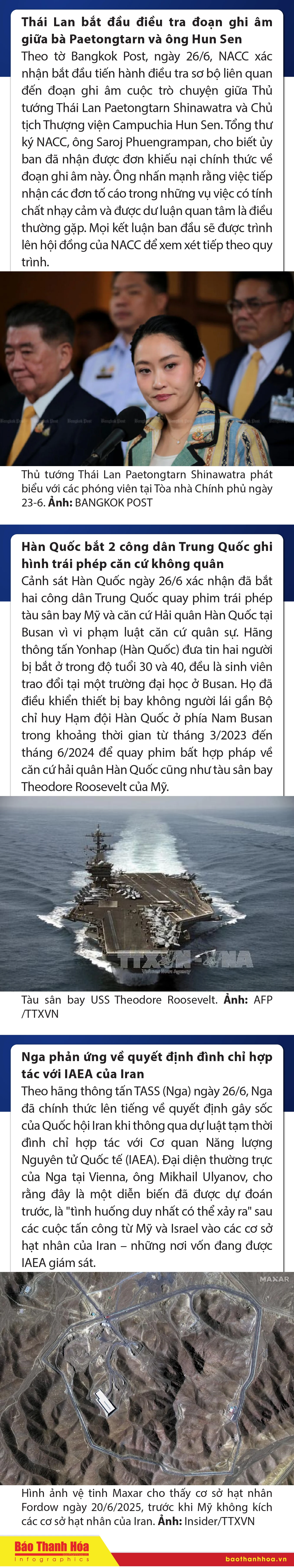 Sự kiện nổi bật trong nước, quốc tế ngày 26/6/2025