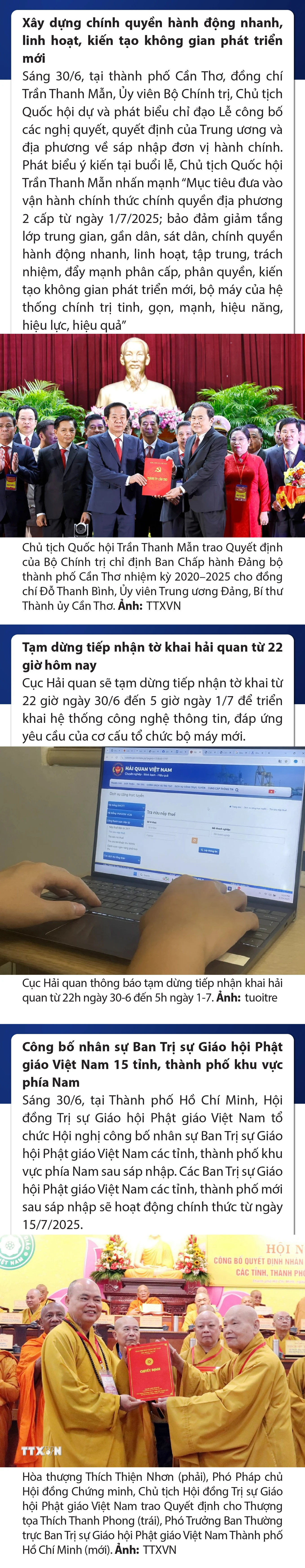 Sự kiện nổi bật trong nước, quốc tế ngày 30/6/2025
