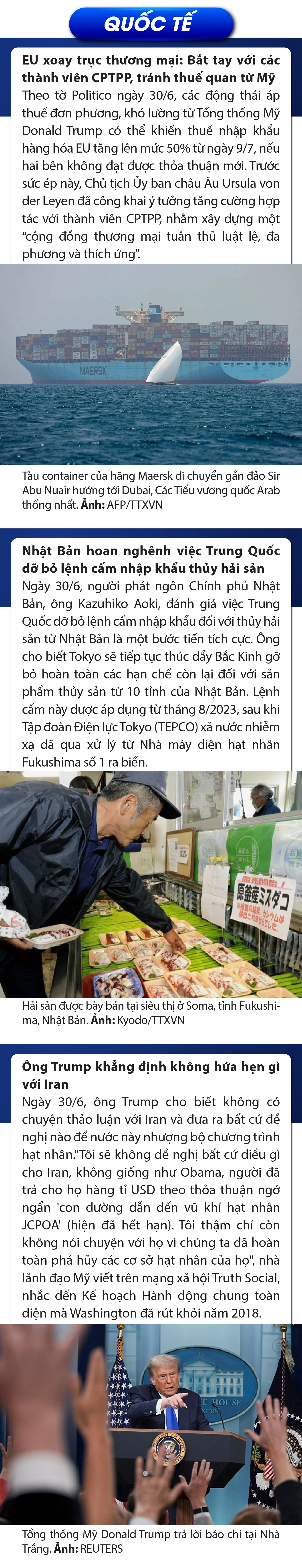 Sự kiện nổi bật trong nước, quốc tế ngày 30/6/2025