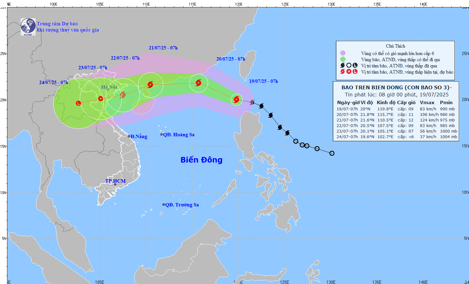 Bão Wipha trở thành cơn bão số 3 năm 2025