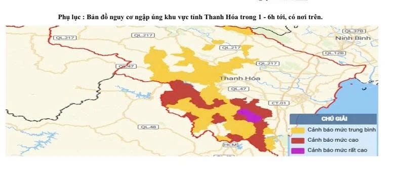 Cảnh báo ngập lụt tại nhiều địa phương trong tỉnh