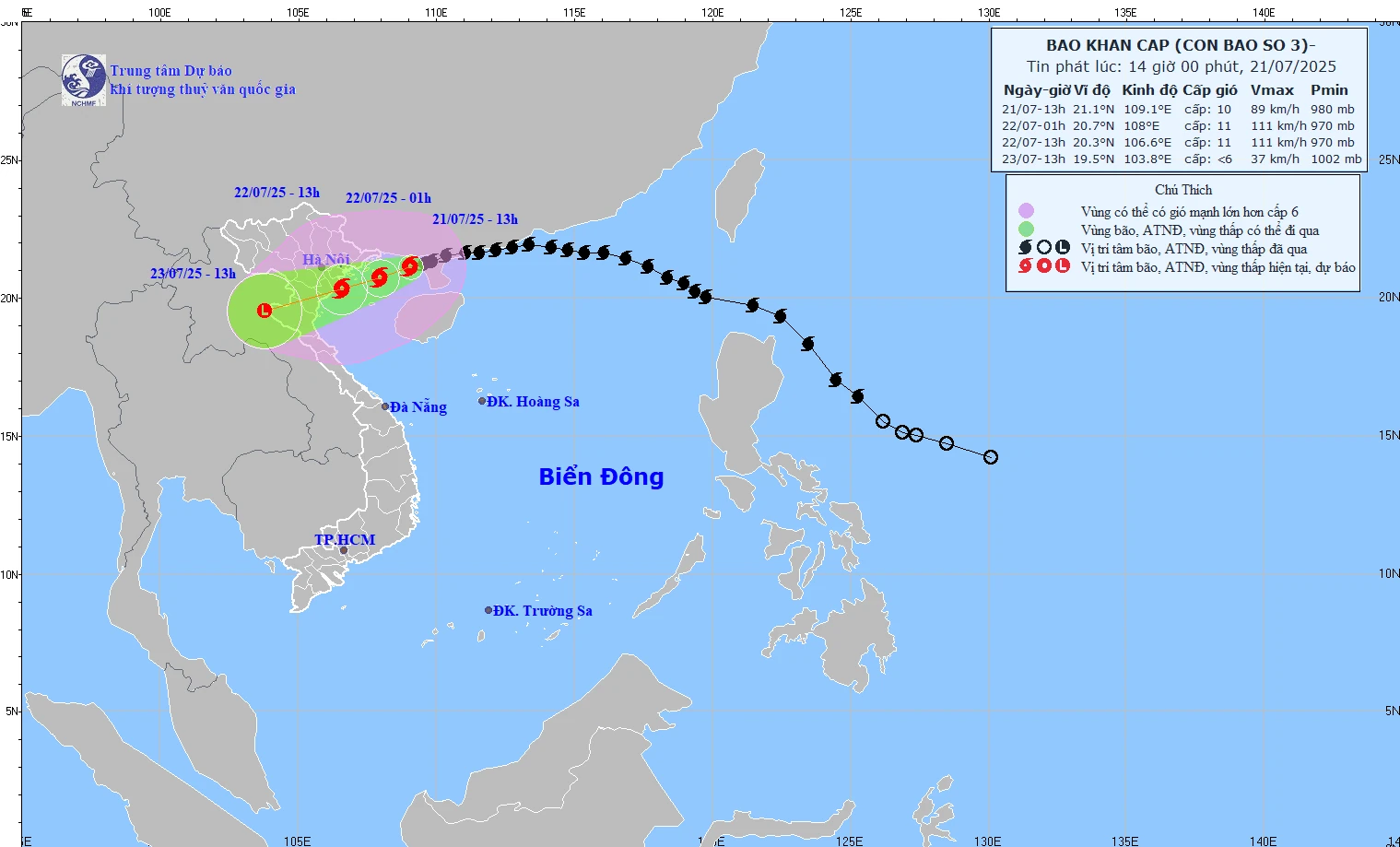 Thông tin mới nhất về cơn bão số 3 – cách Quảng Ninh khoảng 120km