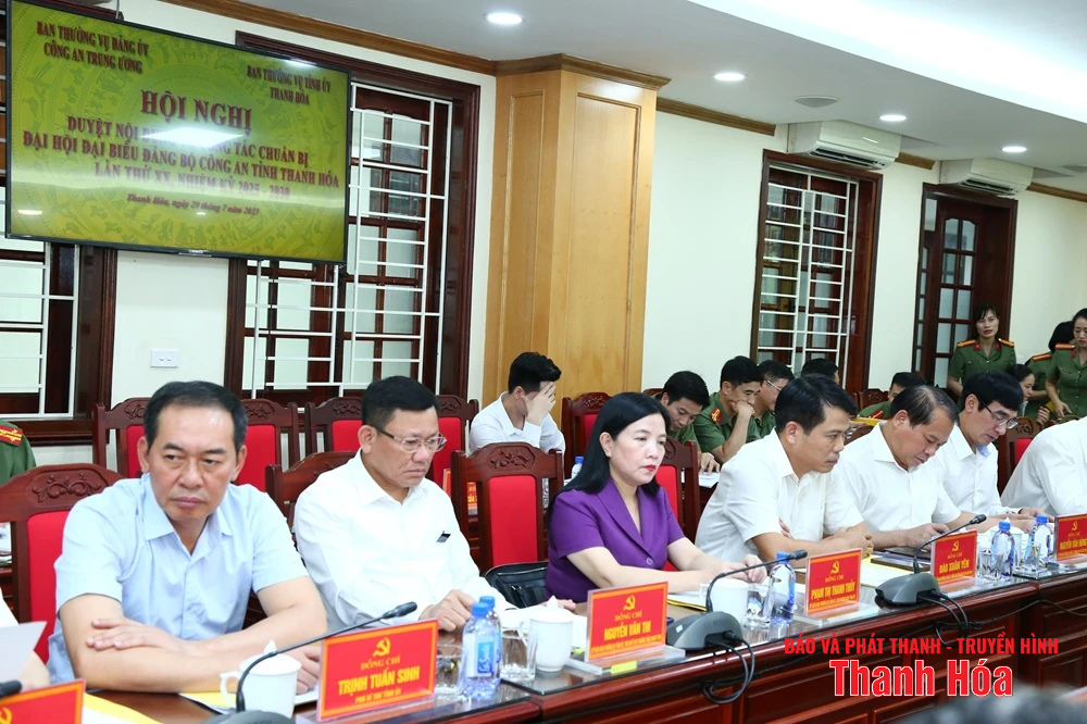 Duyệt nội dung và công tác chuẩn bị tổ chức Đại hội Đảng bộ Công an tỉnh Thanh Hóa lần thứ XX