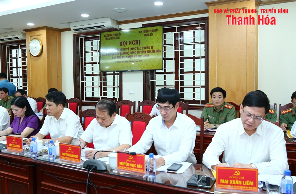 Duyệt nội dung và công tác chuẩn bị tổ chức Đại hội Đảng bộ Công an tỉnh Thanh Hóa lần thứ XX