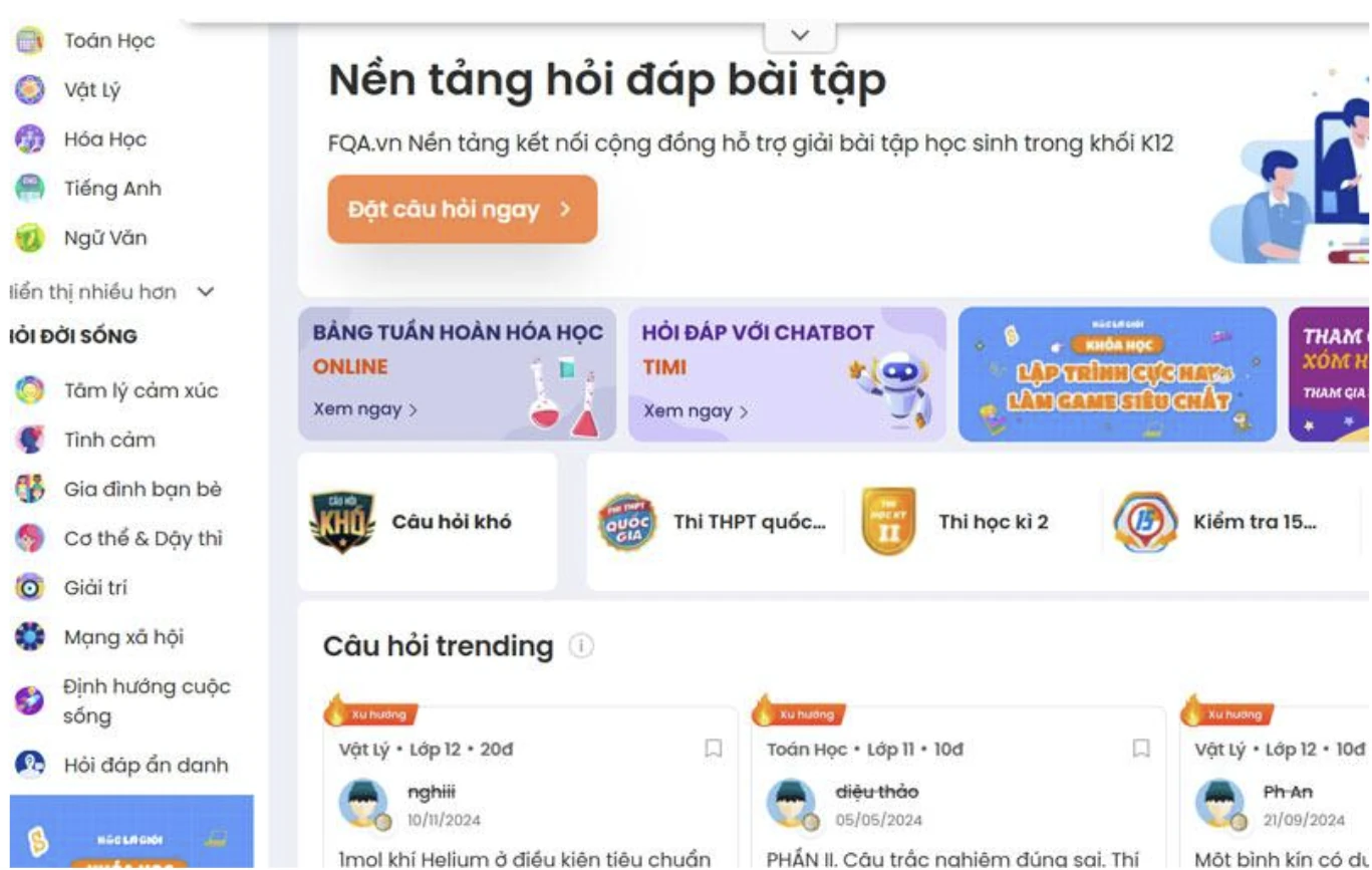 Hành trang năm học mới, không lo bài khó vì có FQA