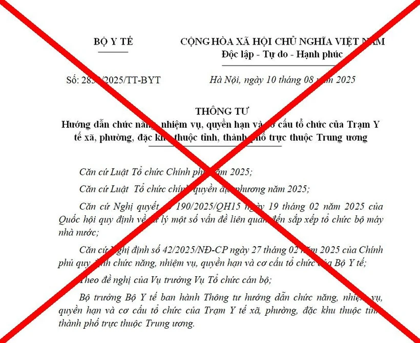 Bộ Y tế cảnh báo văn bản giả mạo liên quan chức năng của trạm y tế