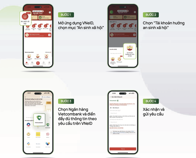 Nhiều ngân hàng hướng dẫn liên kết tài khoản hưởng an sinh xã hội trên VNeID
