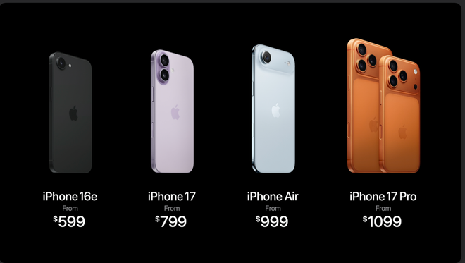 Loạt sản phẩm mới được ra mắt của Apple: iPhone 17 Air là điểm nhấn
