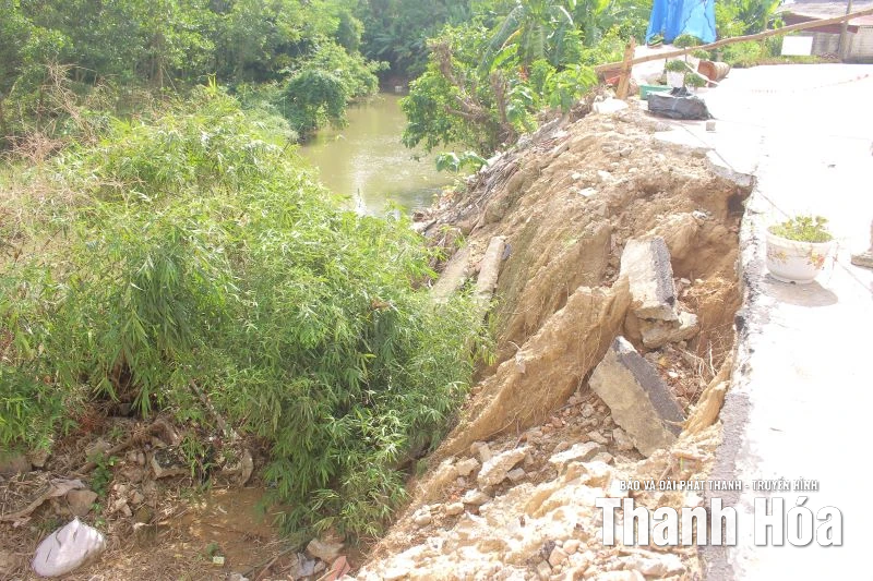 Gia cố sạt lở khe suối Chậm trước bão số 9