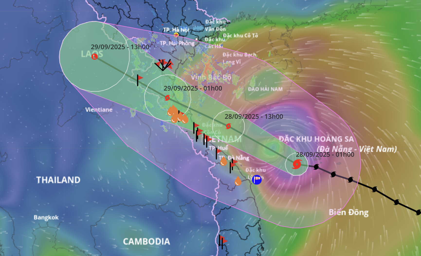 Bão Bualoi di chuyển gấp đôi tốc độ trung bình, từ trưa nay đất liền Thanh Hóa có gió mạnh