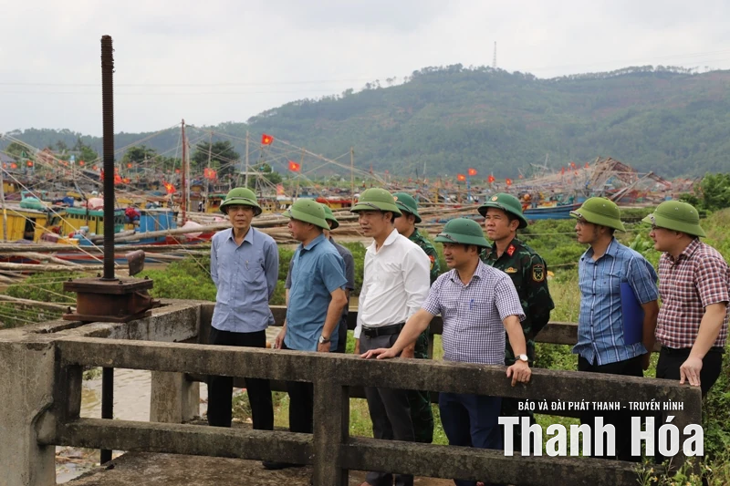 Phó Chủ tịch UBND tỉnh Đầu Thanh Tùng kiểm tra, chỉ đạo công tác ứng phó bão số 10 tại các xã Hoa Lộc, Nga Sơn